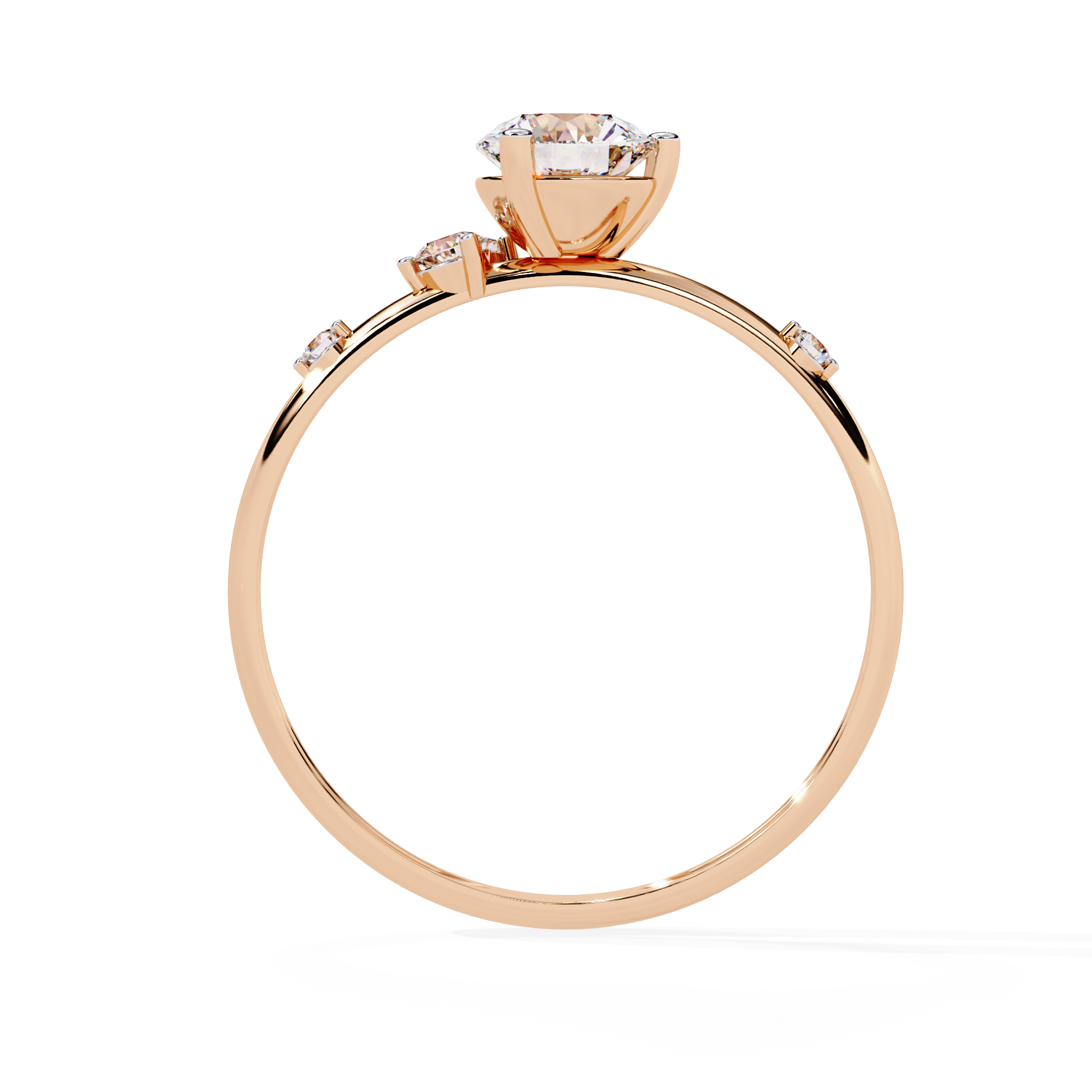 Solitairekart – 0.56 CT Side Cluster Lab Diamond Solitaire Ring | 14K Yellow Gold